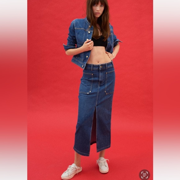 Zara NWT Denim Long Skirt size Large - Picture 1 of 13